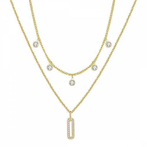 K Double Layer Embellished Necklace - Chloe Collection by Liv Oliver - Modalova