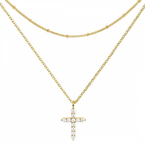 K Layer Cross Embelished Necklace - Liv Oliver - Modalova