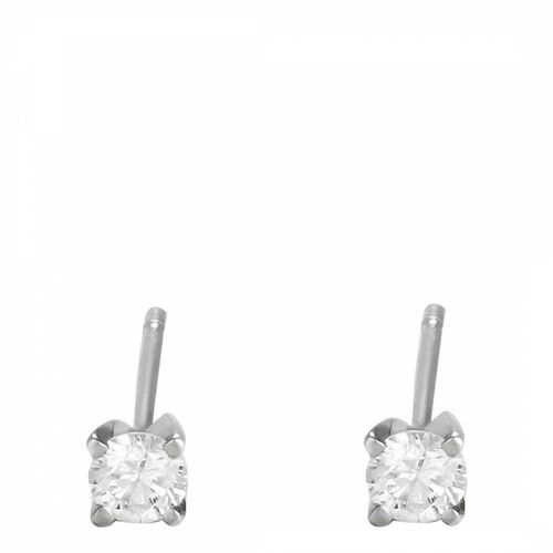 Silver Single Diamond Earrings - MUSE - Modalova