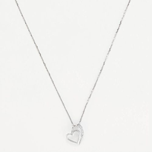 Silver Two Hearts Diamond Pendant Necklace - MUSE - Modalova