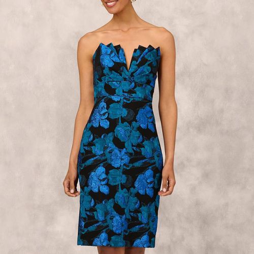 Blue Stretch Jacquard Midi Dress - Adrianna Papell - Modalova