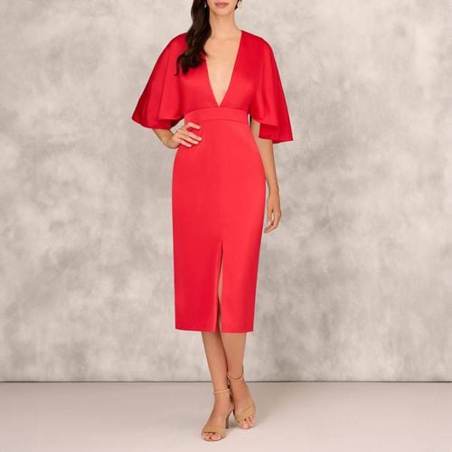 Red Crepe Back Satin Midi Dress - Adrianna Papell - Modalova