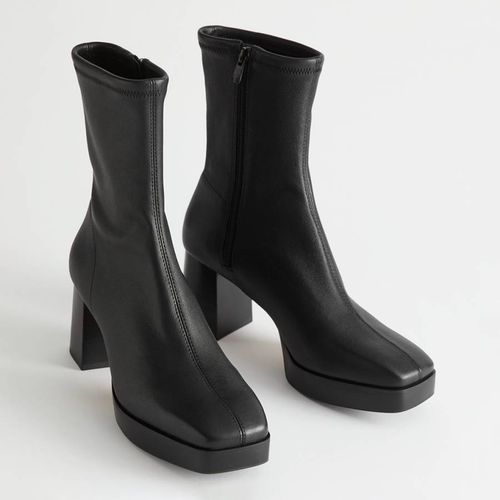 Black Nea Heeled Leather Boots - & Other Stories - Modalova