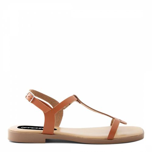 Brown Buckle Strap Flat Sandals - Officina55 - Modalova