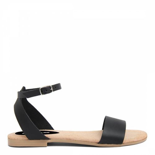 Black Ankle Buckle Flat Sandals - Officina55 - Modalova