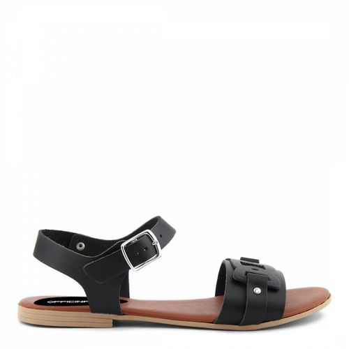 Black Leather Flat Sandals - Officina55 - Modalova
