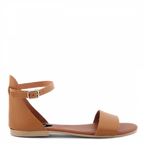 Brown Smooth Leather Strap Flat Sandals - Officina55 - Modalova