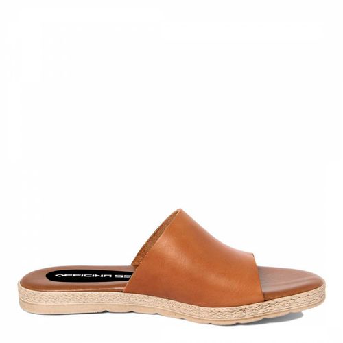 Natural Leather Slip On Flat Sandals - Officina55 - Modalova