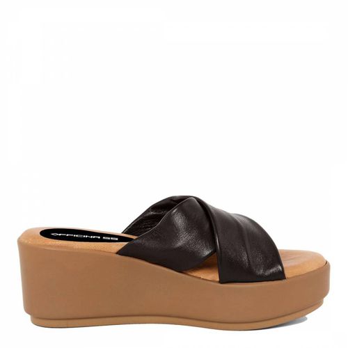 Leather Crossover Band Wedge Sandals - Officina55 - Modalova
