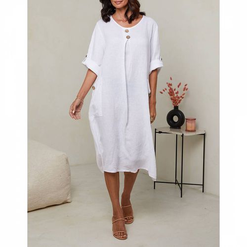 White Linen Midi Dress - LE MONDE DU LIN - Modalova