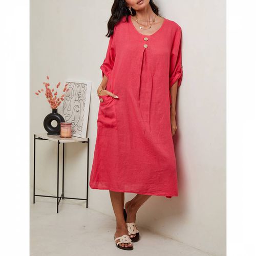 Pink Linen Midi Dress - LE MONDE DU LIN - Modalova