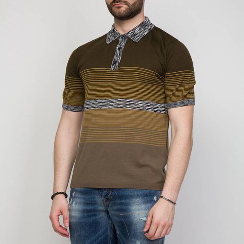 Khaki Stripe Wool Polo Shirt - M Missoni - Modalova