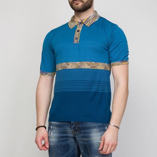 Blue Stripe Wool Polo Shirt - M Missoni - Modalova