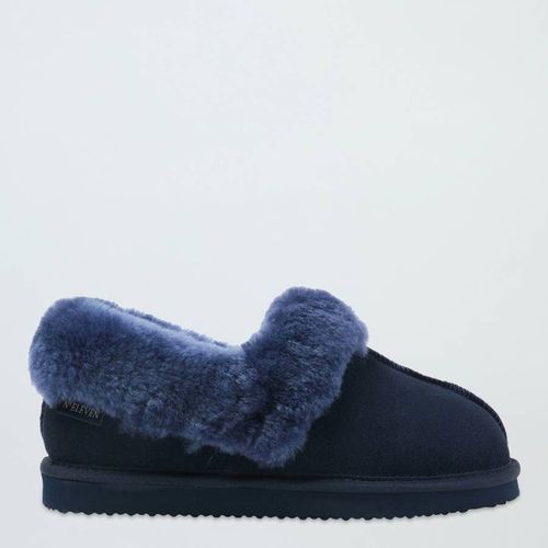 Navy Sheepskin Slippers - N°· Eleven - Modalova