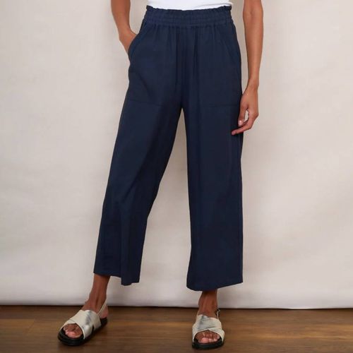 Navy Martha Cropped Linen Trouser - Wyse - Modalova