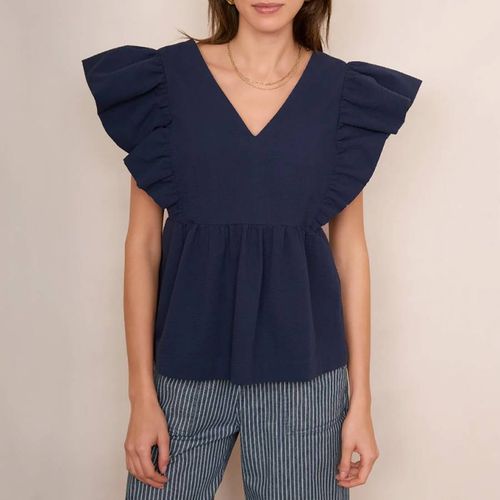 Navy Emmeline Cotton Top - Wyse - Modalova