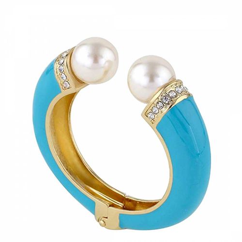 K Turquoise & Pearl Cuff Bangle - Liv Oliver - Modalova