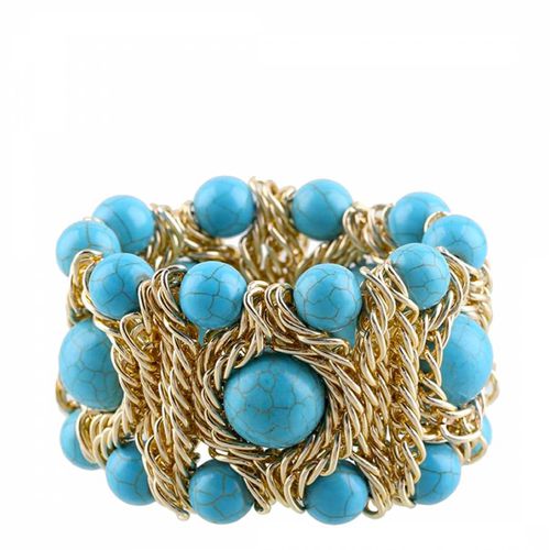 K Gold Turquoise Bold Bracelet - Liv Oliver - Modalova
