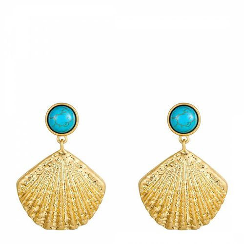 K Turquoise & Beach Shell Drop Earrings - Liv Oliver - Modalova