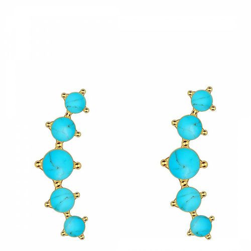 K Gold Turquoise Climber Earrings - Liv Oliver - Modalova