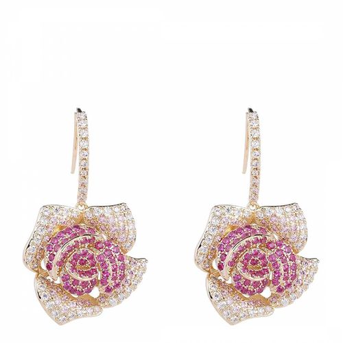 K Gold Pink Rose Drop Cz Earrings - Liv Oliver - Modalova