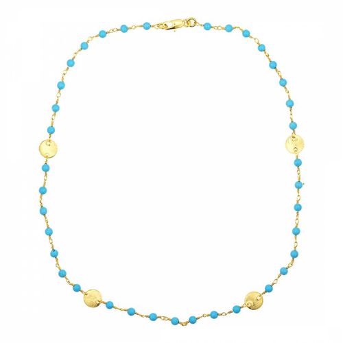 K Gold Turquoise Disc Necklace - Liv Oliver - Modalova