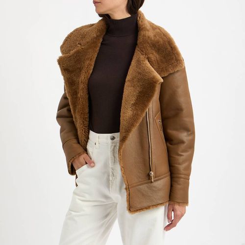 Caramel Shearling Biker Jacket - NÂ°Â· Eleven - Modalova