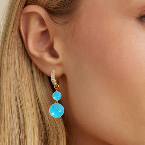 K Double Turquoise Drop Earrings - Liv Oliver - Modalova