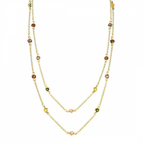 K Multi Color Gemstone Long Necklace - Liv Oliver - Modalova