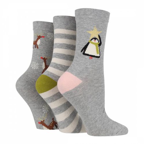 Grey 3pk Seasonal Socks - Caroline Gardner - Modalova