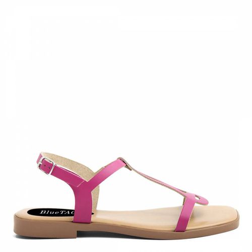Pink Leather Flat Sandal - Bluetag - Modalova