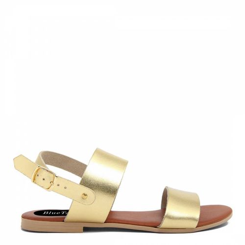 Leather Double Strap Flat Sandal - Bluetag - Modalova