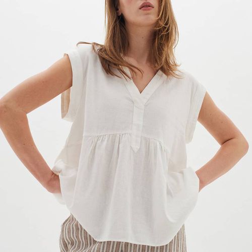White Ellie V-Neck Linen Blend Top - Inwear - Modalova