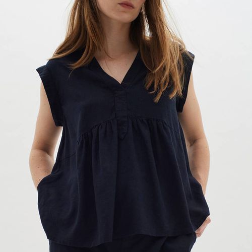 Navy Ellie V-Neck Linen Blend Top - Inwear - Modalova