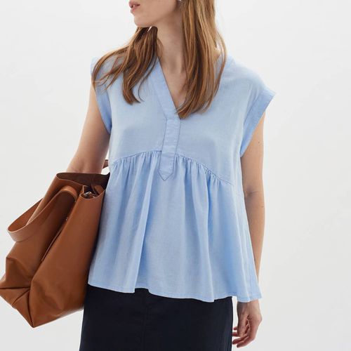 Blue Ellie V-Neck Linen Blend Top - Inwear - Modalova