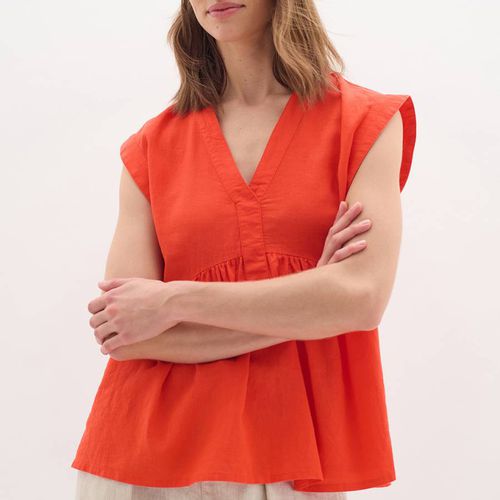 Red Ellie V-Neck Linen Blend Top - Inwear - Modalova