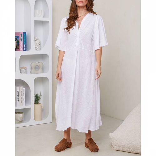 White Linen Midi Dress - LE MONDE DU LIN - Modalova