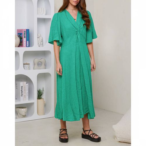 Green Linen Midi Dress - LE MONDE DU LIN - Modalova