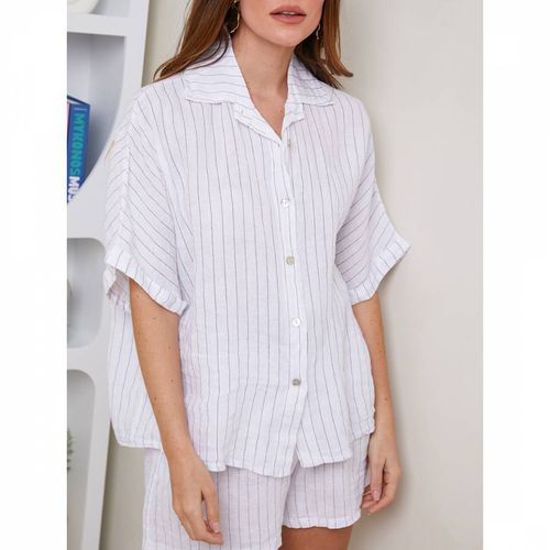 White Stripe Linen Shirt - LE MONDE DU LIN - Modalova