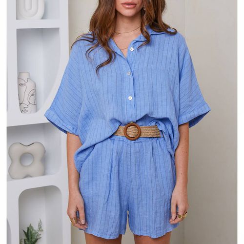 Blue Stripe Linen Shirt - LE MONDE DU LIN - Modalova