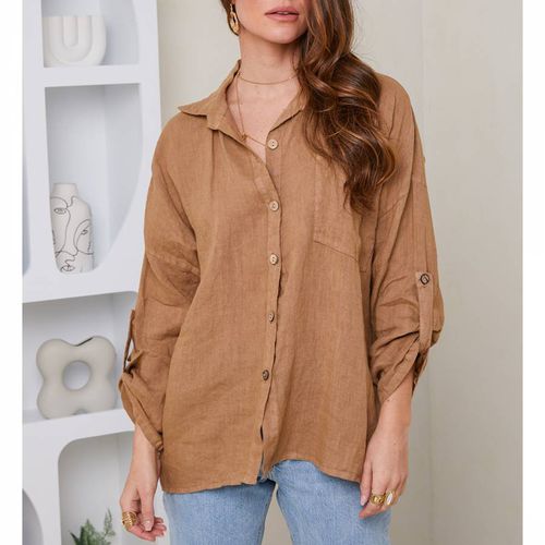 Brown Button Linen Shirt - LE MONDE DU LIN - Modalova