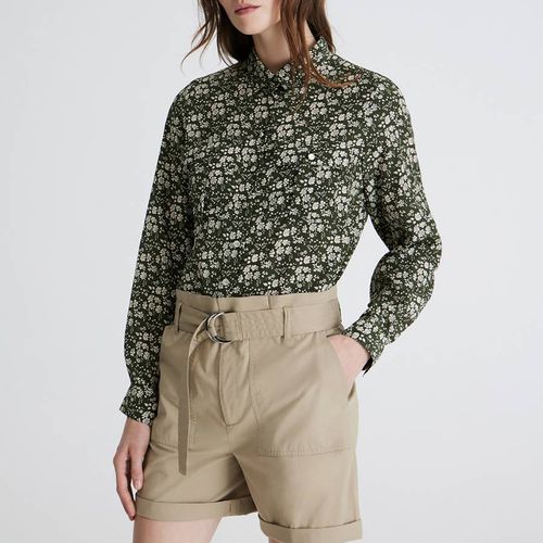 Olive Floral Liberty Silk Utility Shirt - REALLY WILD - Modalova