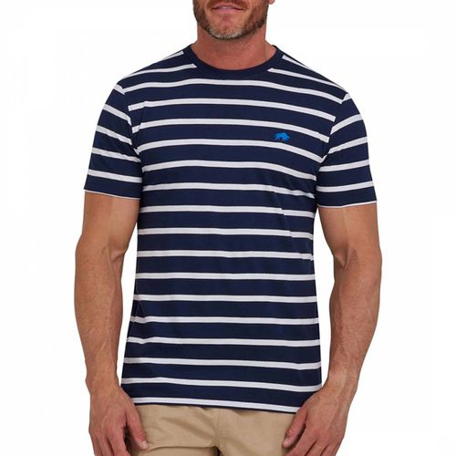 Navy Breton Cotton T-Shirt - Raging Bull - Modalova