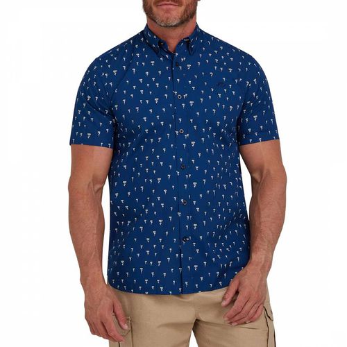 Navy Daisy Print Cotton Shirt - Raging Bull - Modalova