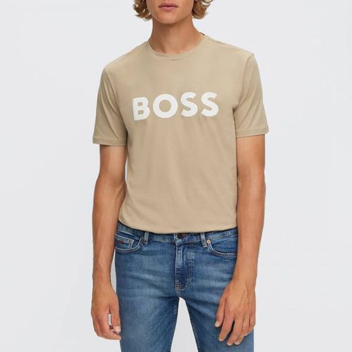 Beige Jersey Cotton T-Shirt - BOSS - Modalova
