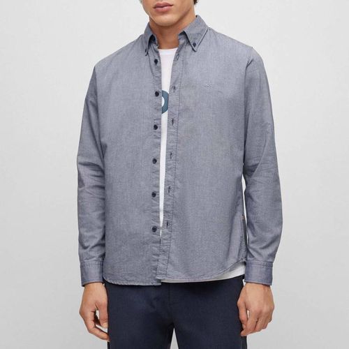 Dark Blue Regular Fit Cotton Shirt - BOSS - Modalova