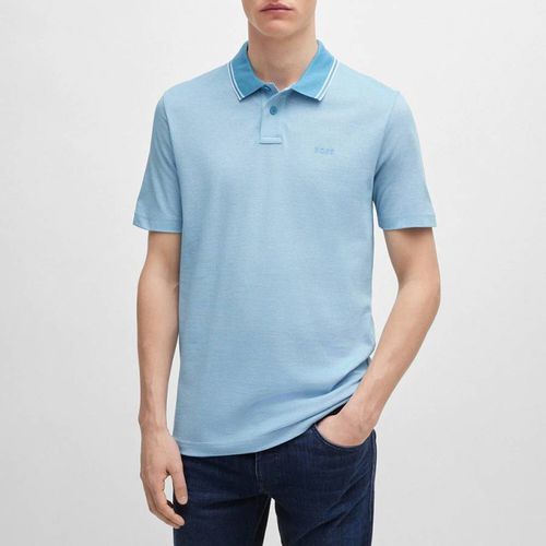 Blue Pique Cotton Polo Shirt - BOSS - Modalova