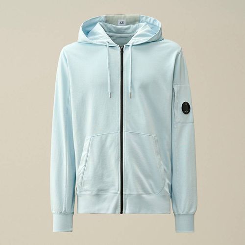 Pale Light Fleece Zip Cotton Hoodie - C.P. Company - Modalova