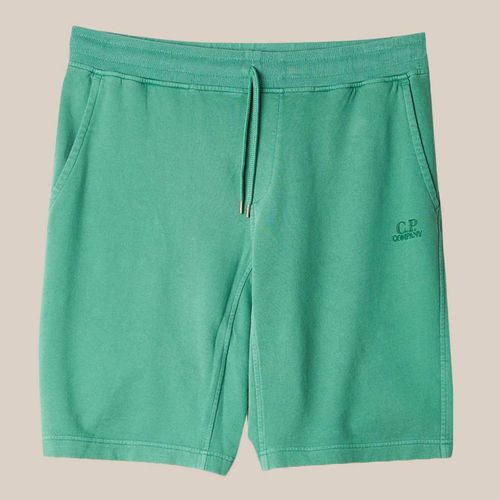 Green Fleece Cotton Shorts - C.P. Company - Modalova