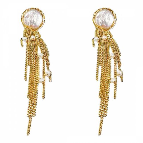 Gold Dancing Party Earrings - Sound Of Pearls London - Modalova